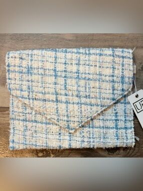Urban Expressions Blue & Cream Plaid Tweed Hand Bag